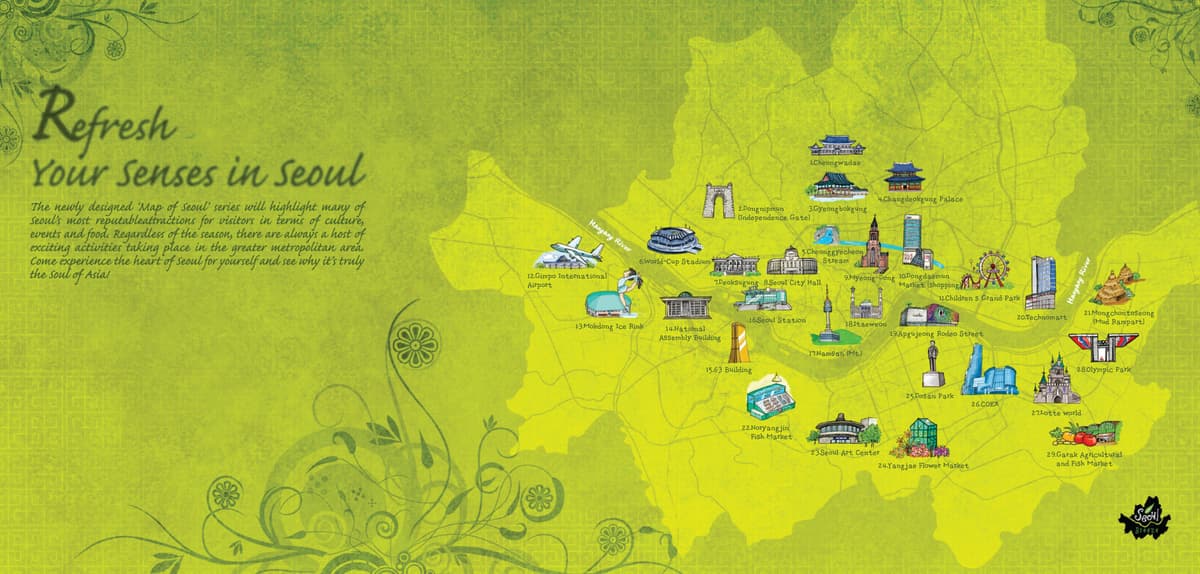 Seoul Tourism Map Card (2009). The Seoul Tourism Map Card is a promotional item introducing 29 major tourist spots in…
