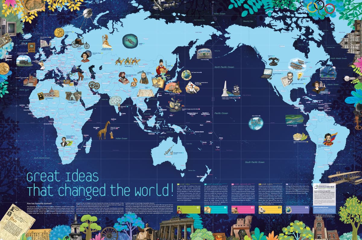 World Map of Great Ideas That Changed the World (2013). The World Map of Great Ideas is a promotional piece that tells…