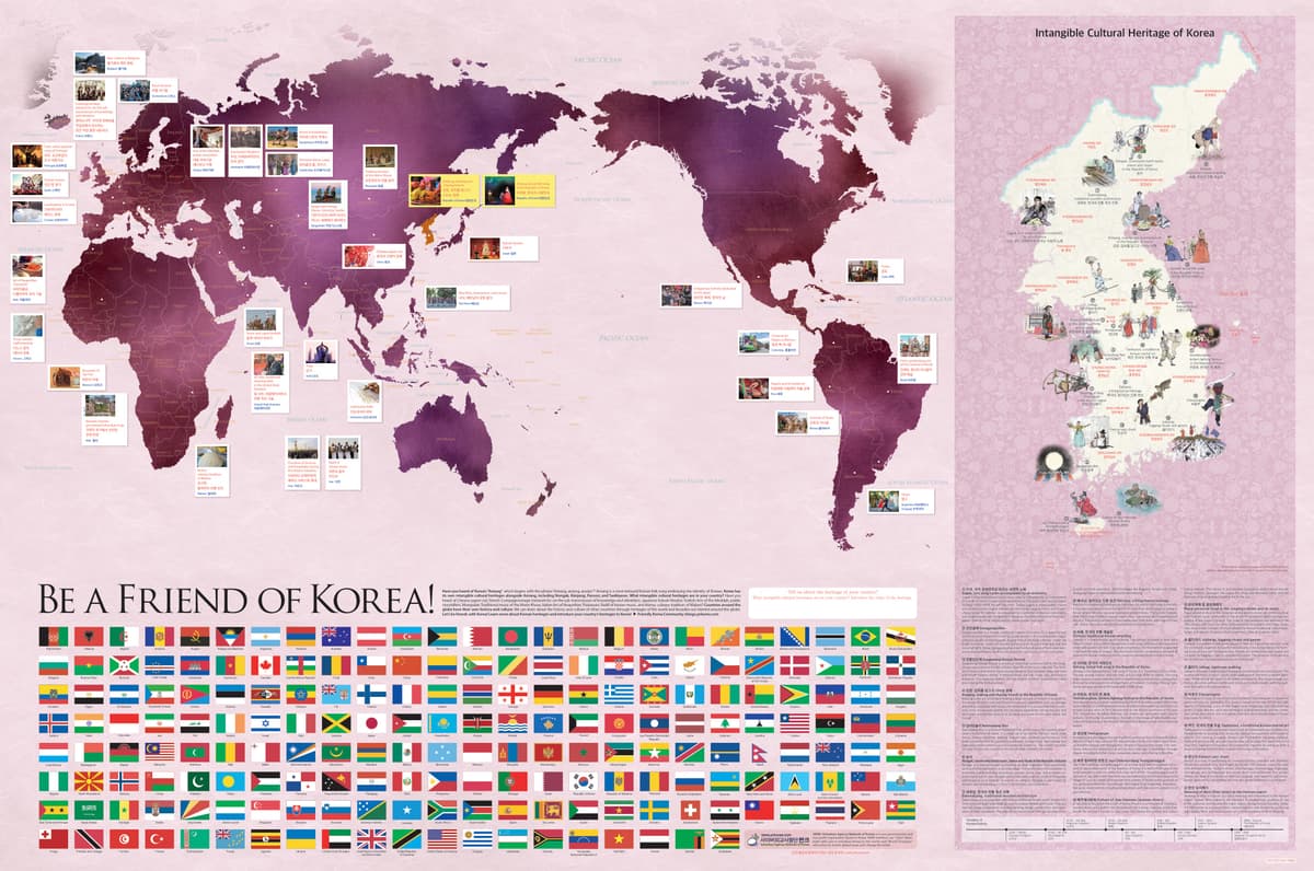 Intangible Cultural Heritage Map (2022). This promotional material introduces Korea's 21 UNESCO intangible cultural…